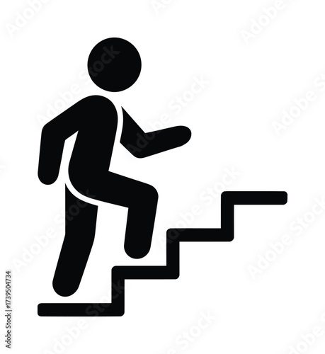 Walking Up Stairs Silhouette Vector Progress Growth Career Climb