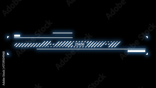 Futuristic HUD elements with glowing blue lines and digital data on a black background.