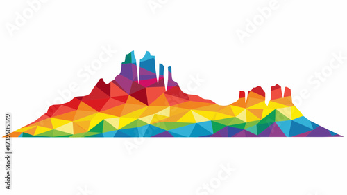Vibrant geometric landscape of mountains, perfect for travel posters and Southwest designs, bold colors and eye-catching, ideal for brochures and banners