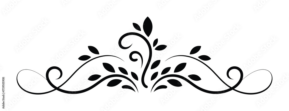 Fototapeta premium Elegant Floral Ornament Divider Vector for Invitations, Cards, and Decorative Design