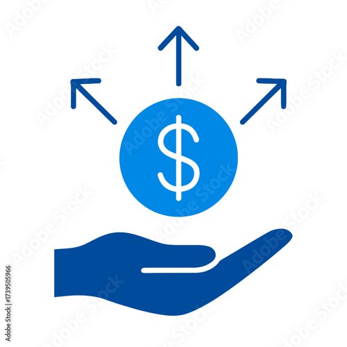 Financial Growth and Investment: A symbolic representation of financial growth and investment, a hand cradling a coin, with upward-pointing arrows indicating expansion and prosperity.