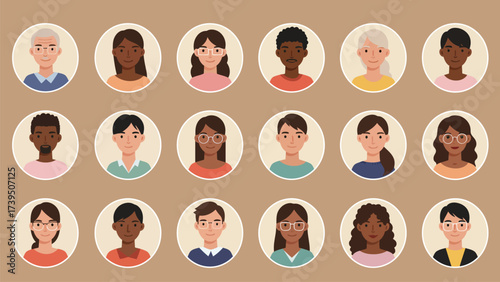 Diverse Group of People Avatars Global Community Illustration