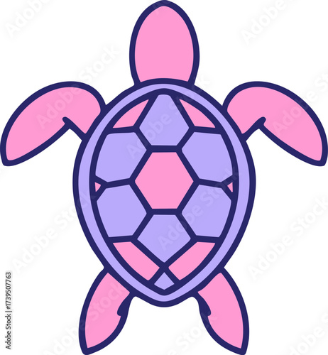 brazilian turtle shown from above in bright neon color