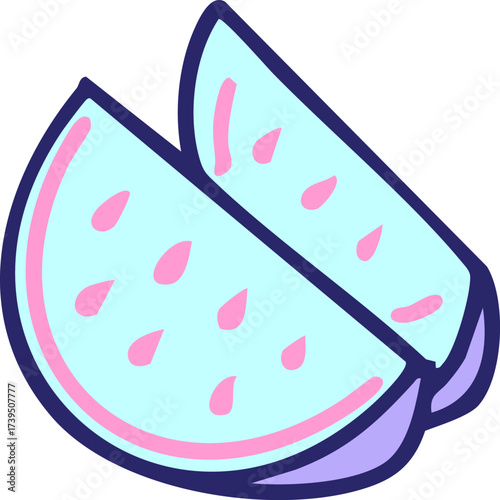 slices of brazilian water melon in bright neon color
