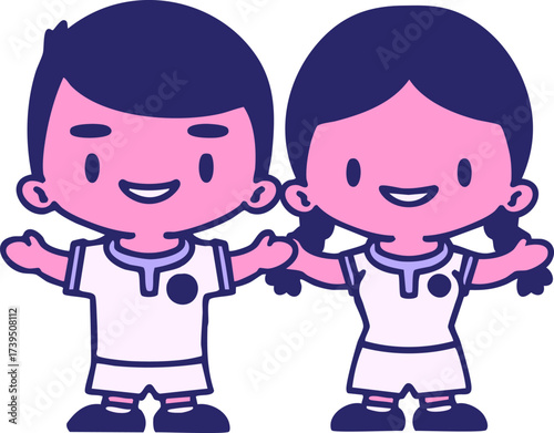 male and female Brazil soccer players in bright neon color