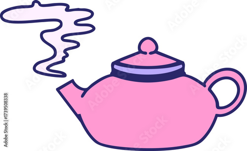 a japanese tea pot freshly brewed in bright neon color