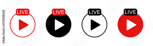 Video play button icon. Video content or live streaming, media, social media, button, film