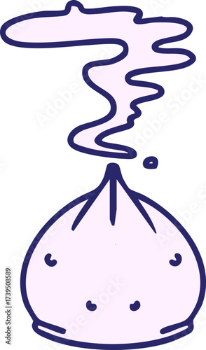 traditional japanese steaming gyoza dumpling in bright neon color