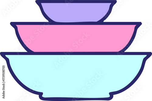 stack of ceramic cooking bowls in bright neon color