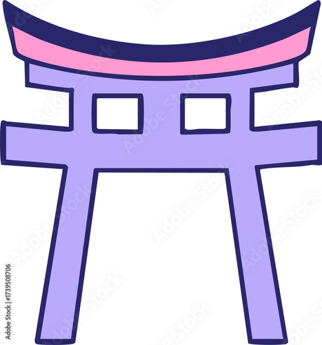 japanese shinto torii shrine gate in bright neon color