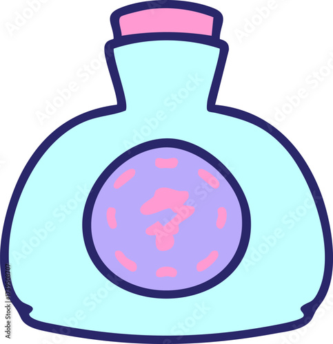 traditional clay bottle of japanese sake in bright neon color