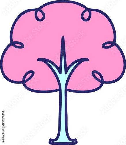 cherry blossom tree in bloom in bright neon color