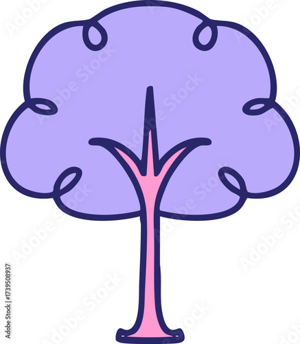 traditional Japanese cherry blossom tree in bright neon color