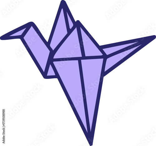 japanese folded paper winged crane in bright neon color