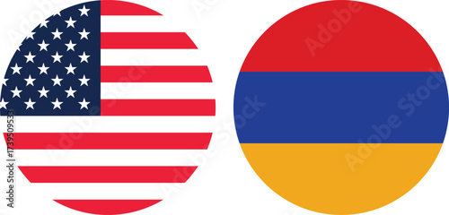 America and Armenia Circular Flag Strong Title Adobe Stock and the transparent background 
