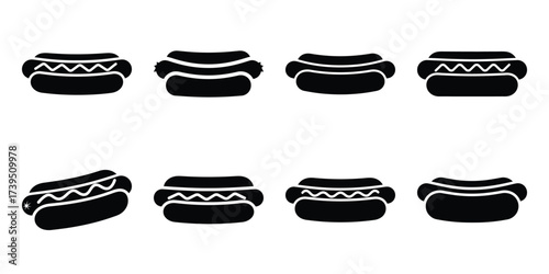 hot dog vector icon set illustration black and white