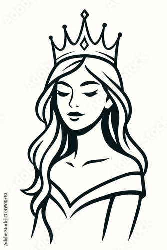 Elegant girl vector with crown and fantasy theme.