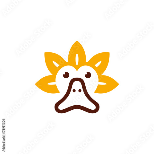 Vector illustration of a creative duck face combined with a sunflower petal design
