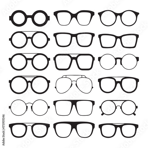 Set of eyeglasses vector collection illustration for fashion, vision care and accessory design