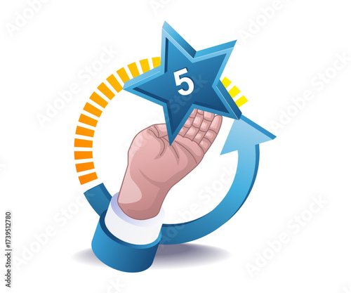 customer hand giving  star feedback for service or product