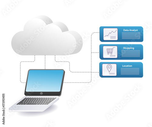 Computer server data network application technology concept illustration