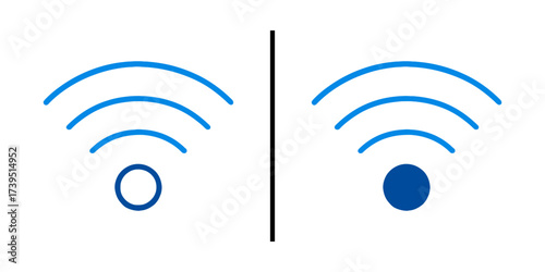Connectivity in Contrast: Two wifi signal icons, one indicating low connectivity and the other signaling a strong connection, placed side by side, each capturing the nuances of signal strength.