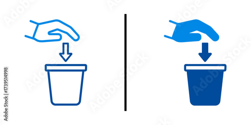 Recycling & Disposal: An illustrated visual representation of waste sorting, featuring a hand placing an item into a recycling bin.