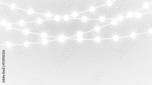Christmas garland isolated on transparent background. Glowing light bulbs with sparkles.Xmas, New Year, wedding or Birthday decor. Party event decoration. Winter holiday season element