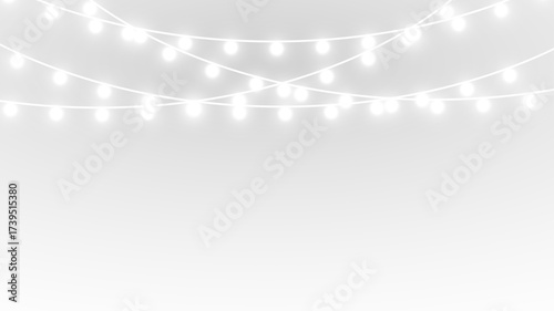 Christmas garland string lights shining with bright bulbs, glowing seasonal star and holiday decoration png.
