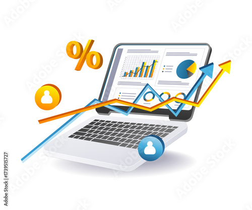 Businessman working with computer and financial data