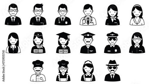 Diverse Professional Avatars Collection: Flat Design Career Icons