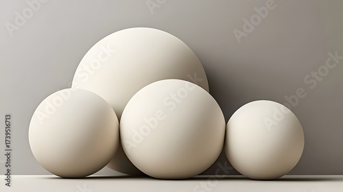 Abstract Beige Sphere Composition Minimalist 3D Render