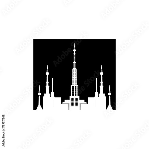 building icon in the middle of the city