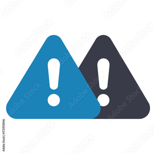 Two warning signs with exclamation mark isolated on white background