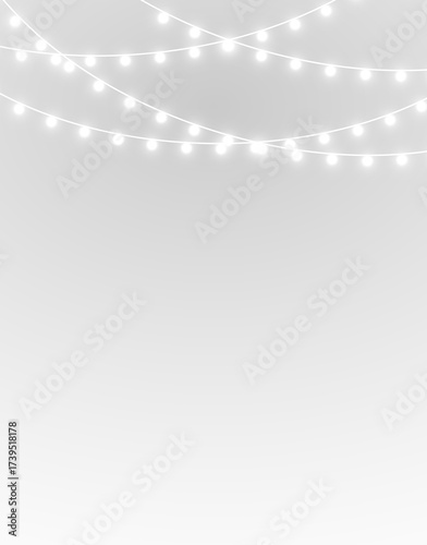 Glowing realistic garland on a transparent background. Christmas lights. Realistic garland for your design. PNG image
