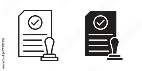 Approved document icon outline illustration sign