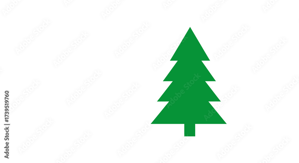 Fototapeta premium Simple Green Christmas Tree Icon on White Background.