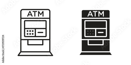 Atm icon outline illustration sign