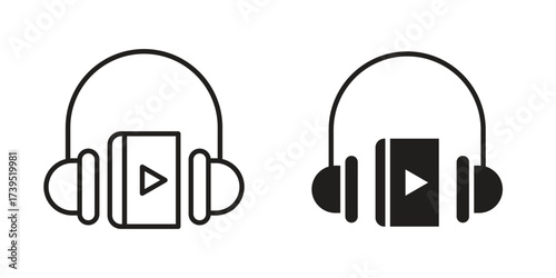 Audiobook icon outline illustration sign