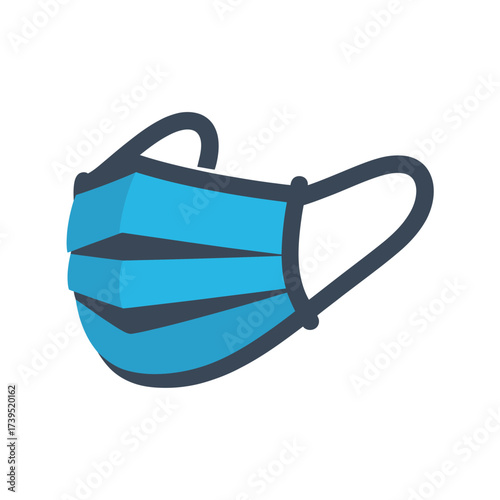 A blue surgical mask isolated on white background to prevent infection