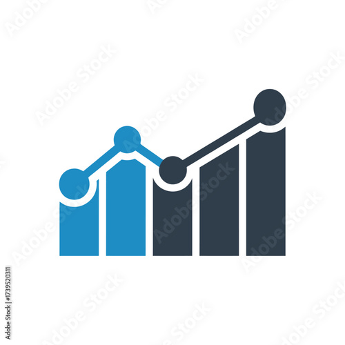 Business graph isolated on white background showing growth and success trend