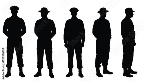 Uniformed Personnel Silhouettes: Military, Police, Or Security Officers