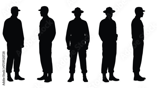 Military and Authority Figure Silhouettes Set