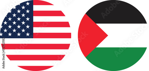 America and Palestine Circular Flag