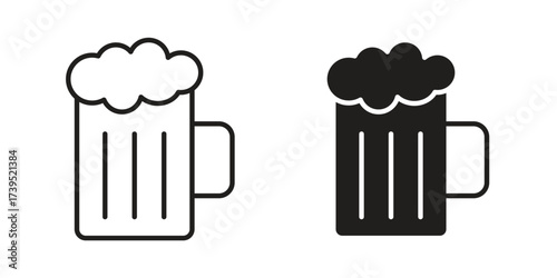 Beer mug icon outline illustration sign