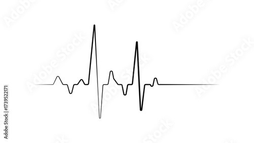 Abstract electrocardiogram line art representing a heartbeat