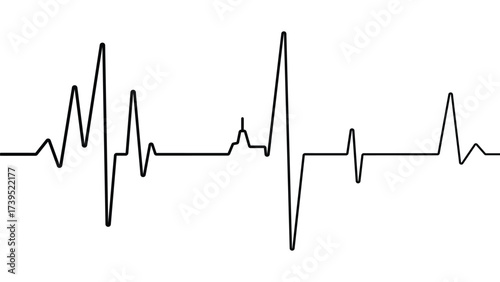 Abstract electrocardiogram line art representing a heartbeat