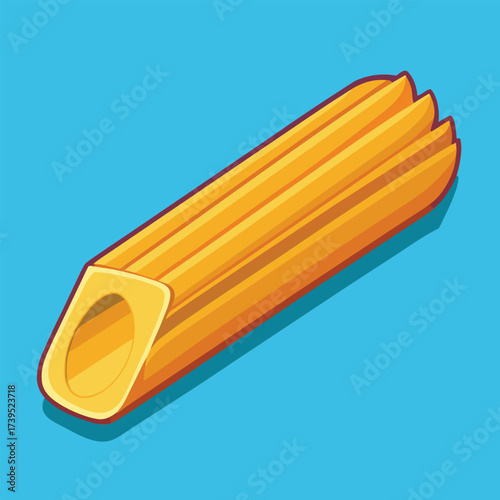 Isometric View of a Single Piece of Rigatoni Pasta