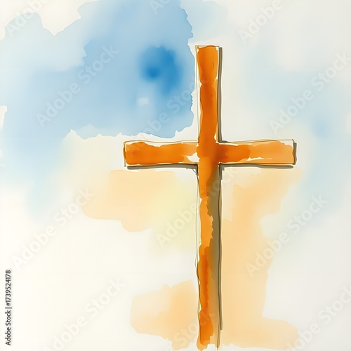 simple cross in watercolor