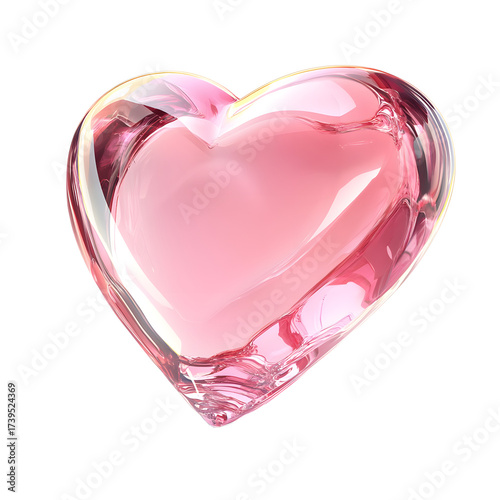 Elegant Glass Pink Heart PNG Set with Transparent Background